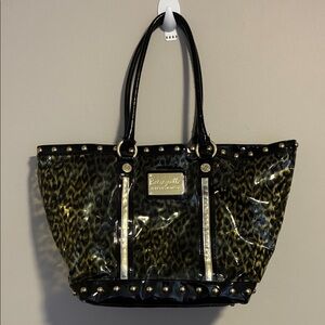 Betsey Johnson Black and Gold Leopard Tote